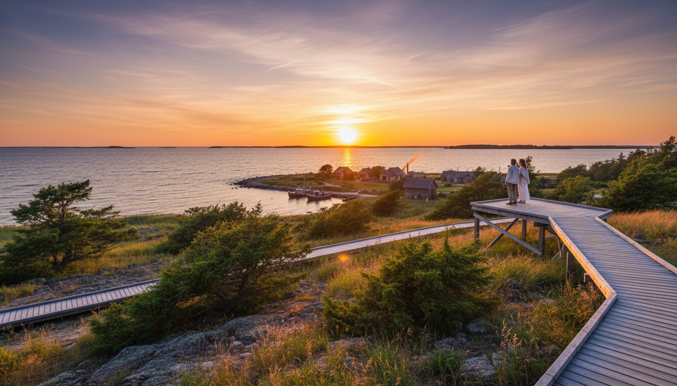 The sun setting over the Baltic Sea on the west coast of Estonia