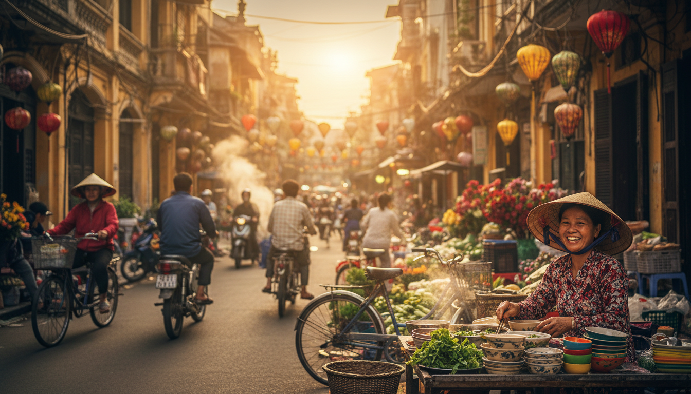Three-day Hanoi itinerary map from the Old Quarter to Ninh Binh